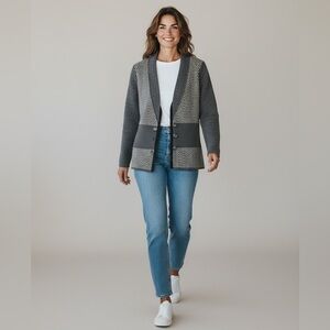 (15)Essentials Gray Chevron Cardigan